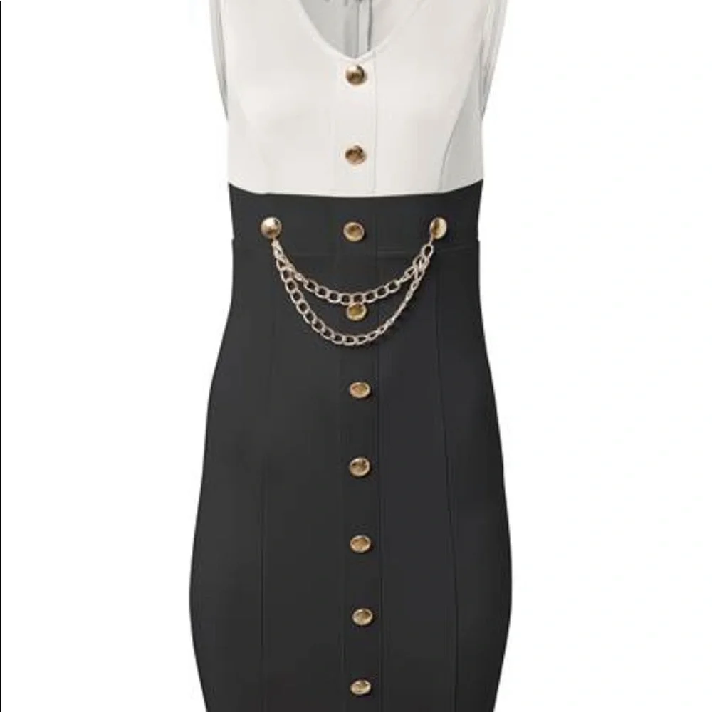 Sold elsewhere Chain Detail Dress sizes M Brand New Color: White & Black - Picture 7 of 8